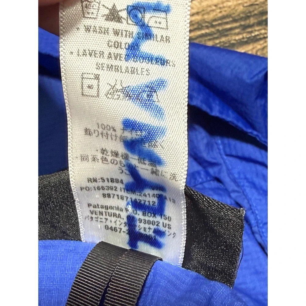 Patagonia Jacket Mens L Blue Rain Windbreaker Lightweight Packable Pocket Hiking